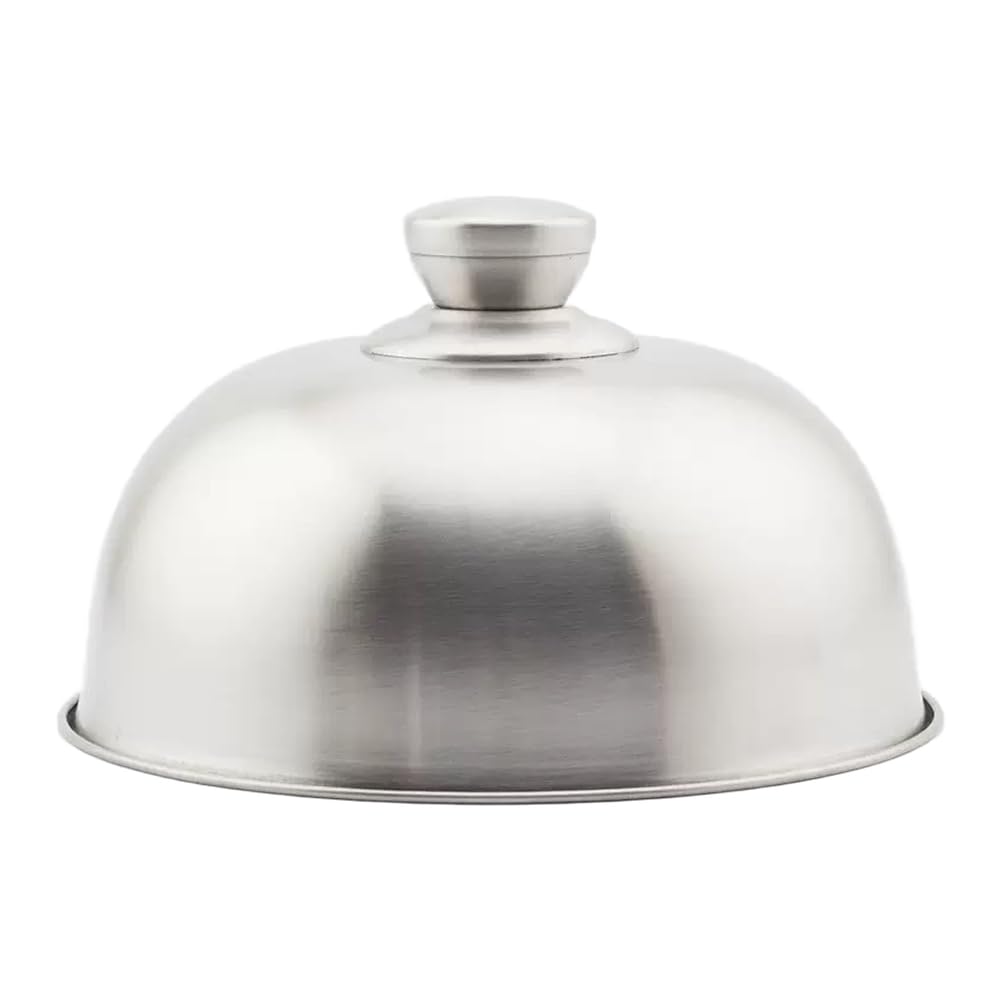 Juego de 2 tapas de acero inoxidable para hamburguesas 304, aptas para alimentos, con borde enrollado, protección contra salpicaduras para cocina, restaurante, buffet, color plateado, 17,4