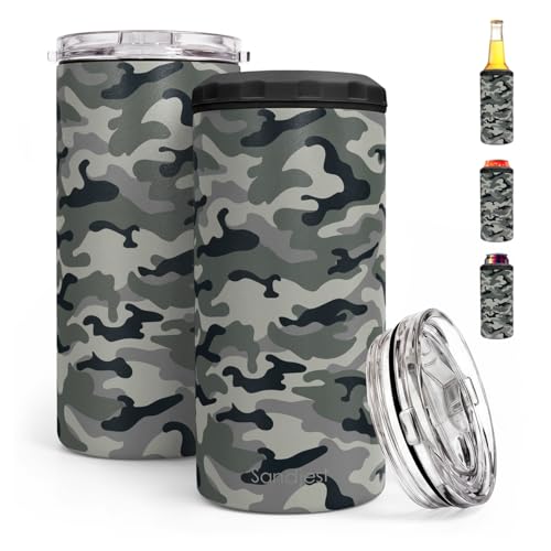 Image of Camouflage Can Cooler 12oz - Travel Mug Cups - Stainless Steel Insulated for Men Dad Grandpa Boyfriend Buddy - Tumbler Cans Koozie, Gift for Christmas, Birthday, Father's Day