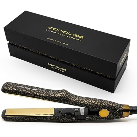 CORIOLISS C Trip Mini | Hair Straighteners for Women | Titanium| Flat Iron | Professional with Temperature Control (Leopard Gold Soft Touch) Cover