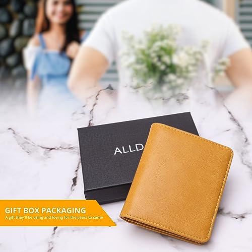 Image of Alldaily Small RFID Wallet for Women Slim Compact Bifold Pocket Ladies Travel Mini Purse (Yellow)
