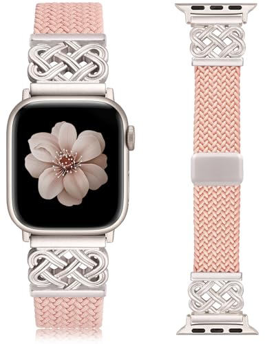 Image of TOYOUTHS Braided Magnetic Band Compatible with Apple Watch Bands 38 /40 /41 /42 /44 /45 /46 /49mm Women Men, Dressy Celtic Metal Stretchy Elastic Strap for iWatch Series 11 10 9 8 7 6 5 4 SE /Ultra 3 2 1