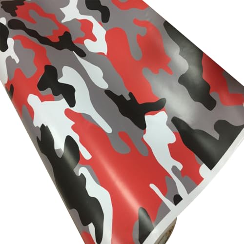 Film vinyle camouflage rouge noir blanc 50x200cm auto-adhésif sans bulles d'air pour voiture