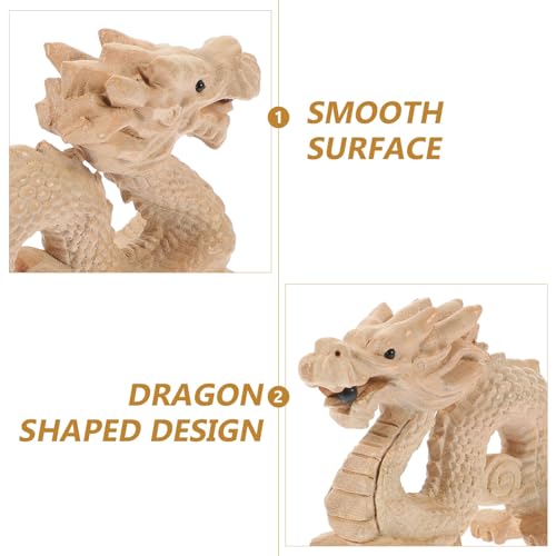 Estatua de dragón de madera para escritorio miniatura 4