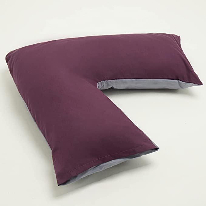 Night Zone V Pillow Orthopaedic V Shaped Pillow Extra Cushioning Support For Head Neck & Back Includes Complimentary FREE V Pillow Case (V-Pillow With Cover, Grey)