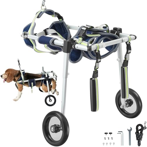 VEVOR Silla de ruedas para perros de 2 ruedas para patas traseras, silla de ruedas para mascotas, ligera y ajustable, ayuda en la curación, carrito para perros/silla de ruedas para heridos