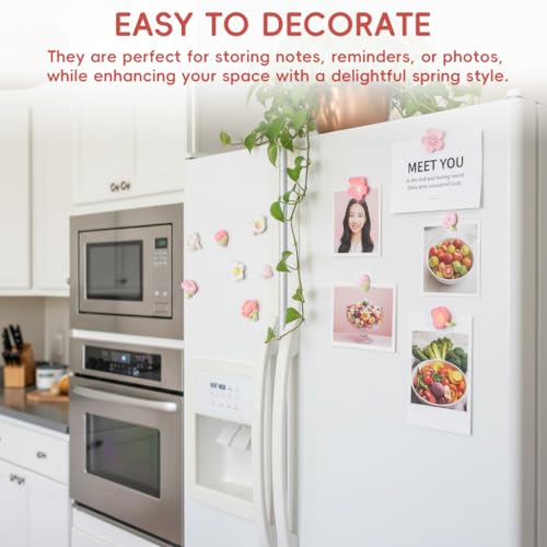 Image of HASTHIP 12Pcs Sakura Flower Fridge Magnets, Cute Mini Resin Flower Fridge Magnet Decoration Home Decor