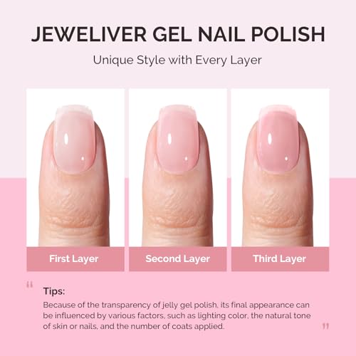 Image of MelodySusie Jeweliver Jelly Gel Nail Polish, 0.5Fl.oz Grace Nude Pink Gel Polish Soak Off UV LED Light Cure Gift for Women Manicure Nail Art DIY at Home B6650