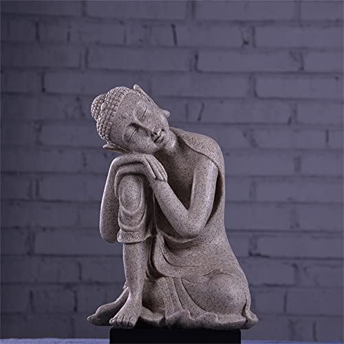 Statua di Buddha tailandese resistente alle intemperie - Statuetta di Buddha seduto che medita e dorme per altare di meditazione, sala yoga, decorazione da giardino zen, decorazione artistica bianca