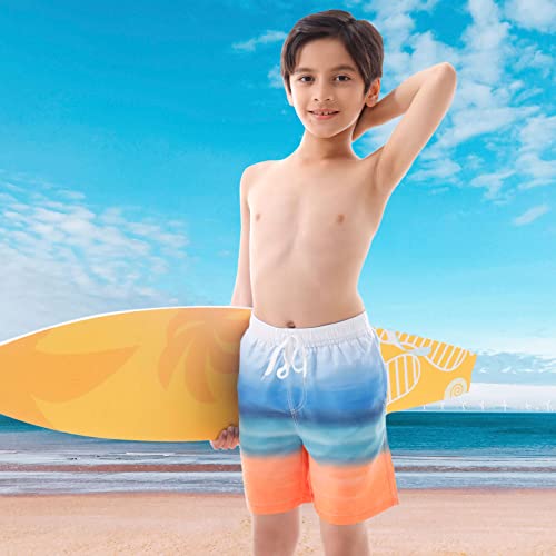Unicomidea Swim Trunks Size 7 Compression Liner Bathing Suit Boys Striped Swimming Shorts Fashion Kids Quick Dry Beachwear Blue Orange Big Boy Boxer Brief Board Short Size 7 #TOP4