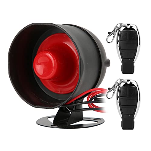 Klanata 128dB Avvisatore acustico universale per auto con telecomando, sistemas di allarme antifurto con vibrazione per veicoli DC 12V Allarme sonoro e luminoso ad alta decibel