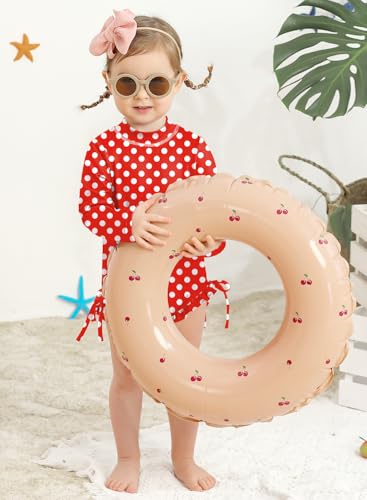 Image of BesserBay Baby Girl Swimsuit UPF 50+ Long Sleeve Zipper Snaps Bottom One Piece Rash Guard 0-36 Months