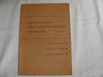 Paperback Student's Transcript of Gregg Shorthand Simplified for Colleges Volume One Book