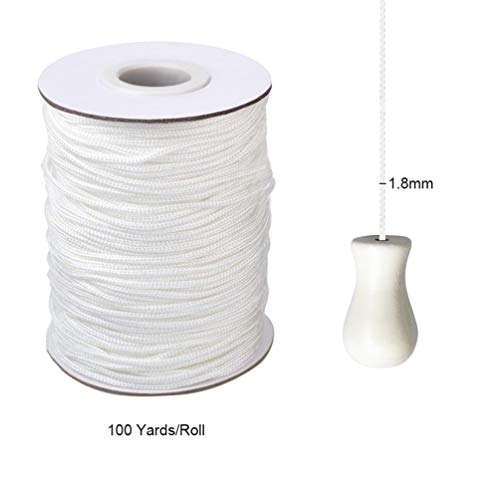 image for Vtete 1.8 mm × 100 Yards/Roll Braided Lift Shade Cord - White Polyest