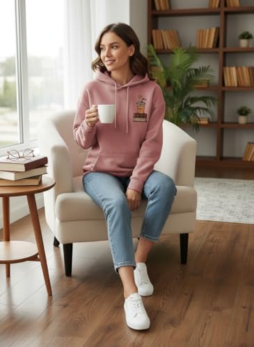 Image of inchGLASGO Trendy Girl's & Women's Printed Hoodie - Aesthetic Winter wear for Women |Oversized Casual Streetwear | Coffee Lovers Sweatshirt inch
