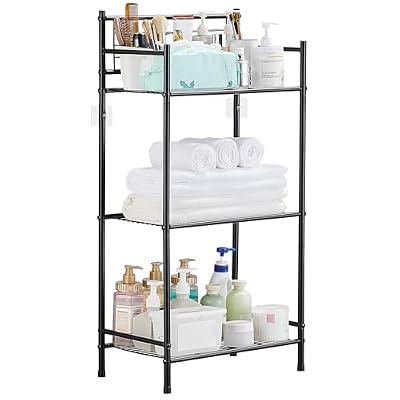 KAIMEIYU Estanteria de Baño 3 Baldas Organizador Cocina Estantes Metal Estantería de Almacenaje Estantería Cocina Estantería Metálica Toallero de Pie para Baño, Cocina, Oficina Negro