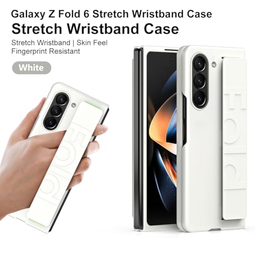 WOKEZ elastisk handledsrem för Samsung Galaxy Z Fold 6 – vit fodral