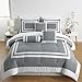Chezmoi Collection Caprice 7-Piece Hotel Style Comforter Set - Gray/White Square Pattern Modern Color Block Bedding with Decorative Pillows - Luxurious Lightweight All Season Bed Set, California King