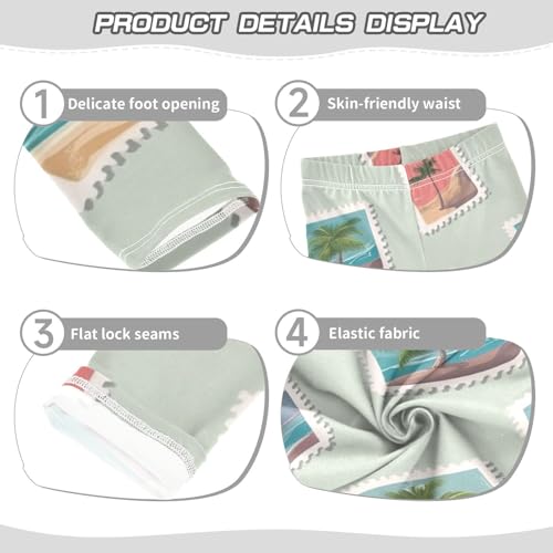 Girls Leggings Vintage Summer Post Card Stamp Toddler Girls Clothes Leggings for Girls Toddler Girls Leggings 3-4T3
