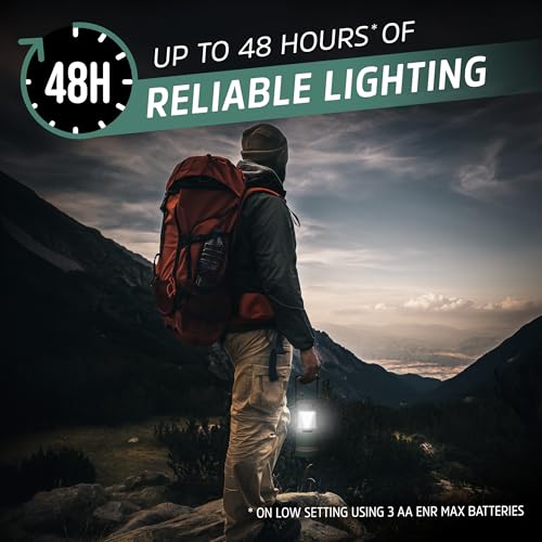 Energizer S-500 Hybrid Power Camping Lantern, Solar, Rechargeable, or AA Battery Powered, IPX4 Water Resistant Bright LED Lantern