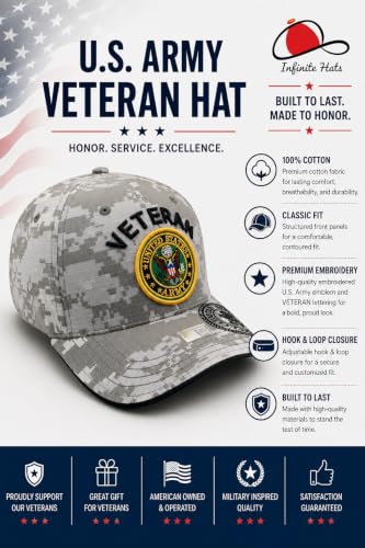 Image of US Army Veteran Hat for Men - Officially Licensed Military Baseball Cap, for Veterans