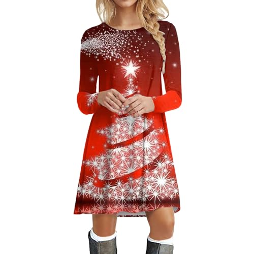 Robe de Noël imprimé ciel bleu pour femme coupe courte décontractée
