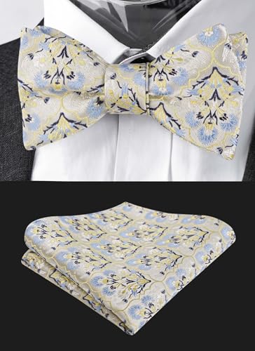 Image of Alizeal Mens 2pcs Floral Pattern Bow Tie Set | Self-tied Pocket Square Colorful Perfect for Weddings Proms Business