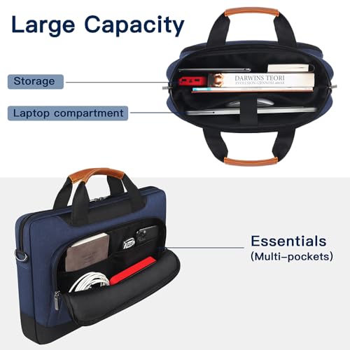 DOMISO 17-17.3 Inch Laptop Bag Business Briefcase Laptop Shoulder Bag for HP Pavilion 17/Dell Inspiron 17/Acer/ASUS, Blue3