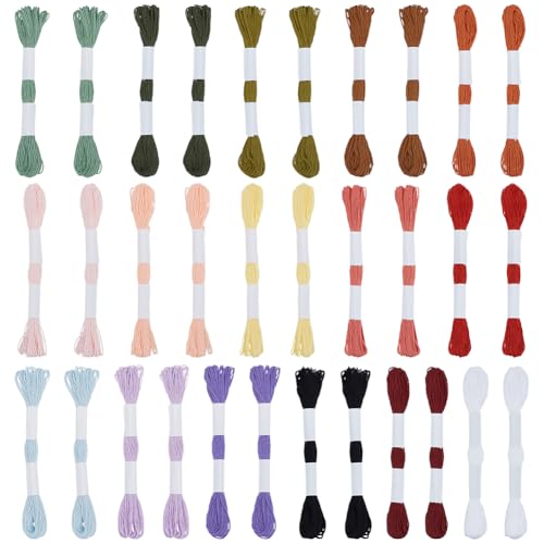 FREEBLOSS Hilo de Sashiko 32 piezas con 32 Madejas de 8 metros (8.75 yardas) Hilos de Bordado Sashiko para Costura a Mano, Algodón Grueso de Bordado, Suministros de Bordado en 16 Colores