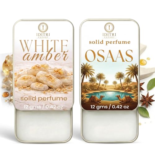 Image of Solid Perfume |Osaas&White amber Alcohol Free Wax Perfume Balm, Long Lasting | Pocket Tin 12g, Pack Of 2| Non Greasy Smooth Glide, Travel Friendly Men And Women