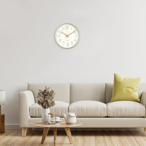 Miniatura 7 de Aolso Reloj De Pared,8 Pulgadas Reloj De Pared Movimiento De Cuarzo Silencioso, Estilo Moderno, Decorativo Para La Cocina, El Comedor O La Habitación, Funciona Con Pilas, Silencioso-Blanco Oro Rosa