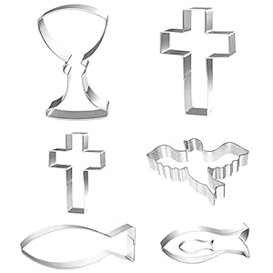 Rpanle 7 Stück Ausstecher Ausstechformen Set, Keksausstecher Plätzchenform aus Edelstahl, Ausstechform Kreuz, Plätzchenformen Taube, Cookie Cutters Kelch, für Kinder Geburtstag Party Deko