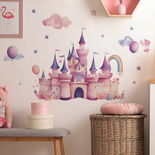 Vinilo Decorativo Castillo Princesa Rosa para Habitaciones Infantiles miniatura 4