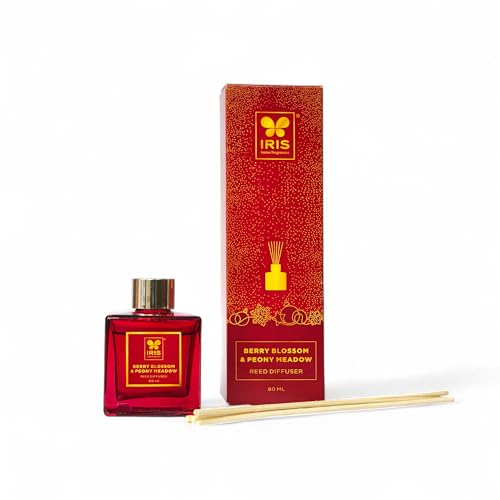 Image of IRIS Home Fragrance Reed Diffuser Set | Floral & Fruity Fragrance Blend | 60ml Long-Lasting Aroma Oil with 6 Reeds | Elegant Home & Office Freshener for a Sophisticated Ambience.