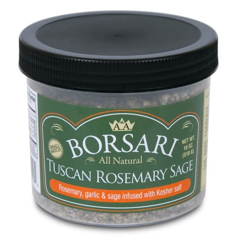Borsari New Tuscan Rosemary Sage Seasoned Salt Blend - Gourmet Seasonings With Herbs and Spices - All Natural Seasoning for Cooking - 18oz