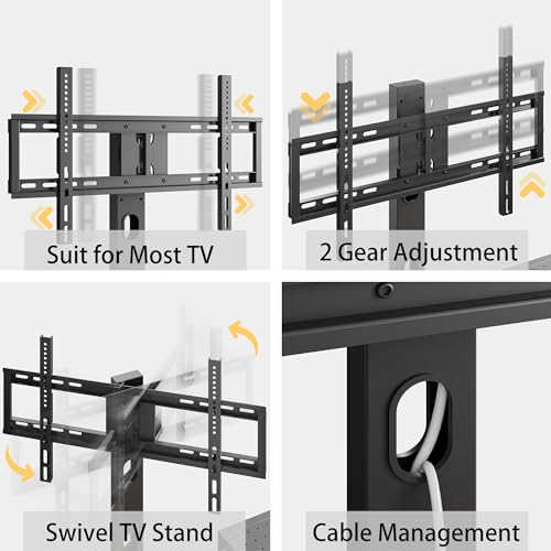 IRONCK 79 Inch TV Stand for TVs up to 85 Inch with Mount and Power Outlet, 3 Tiers TV Console with Storage Shelves, Entertainment Center, Steel Frame, for Living Room, Bedroom, Vintage Brown