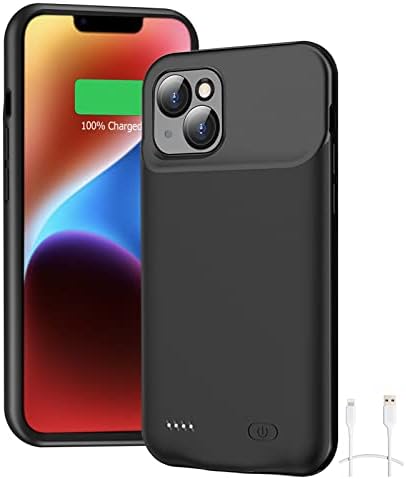 Ginfoxi Akkuhülle Für IPhone 13/14 Pro - 7000mAh, Ultraslim Mit Halterung & 360° Schutz | Schwarz