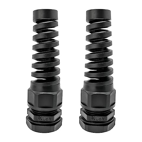 MGI SpeedWare 1/2" NPT Flexible Cable Gland, Spiral Pigtail Cord Grip Strain Relief (2-Pack) Cover