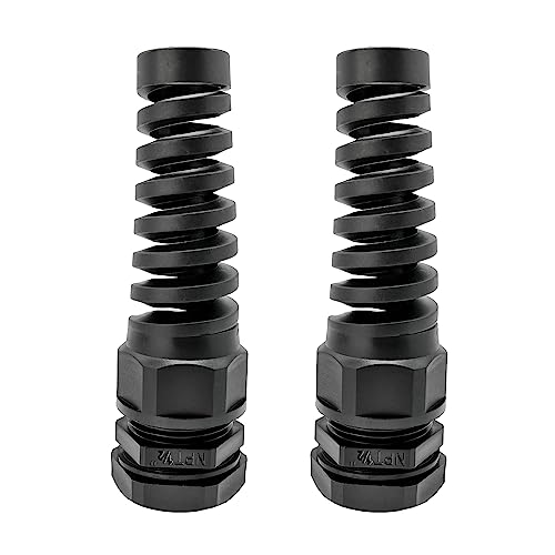 MGI SpeedWare 1/2" NPT Flexible Cable Gland, Spiral Pigtail Cord Grip Strain Relief (2-Pack)