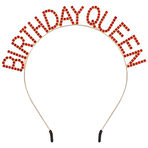 AOPRIE Birthday Crown for Women - Red Gold Tiara for Girls - Princess Crown Rhinestone Happy Birthday Accessory
