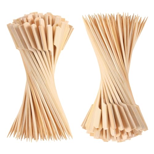 300 PCS Bamboo Skewers for Appetizers, 4.7 Inch Toothpicks, Cocktail Picks for Drinks, Fruit Kababs, Sausage, Barbecue Snacks, Natural Wooden Paddle Skewer Mini Food Sticks, Charcuterie Accessories