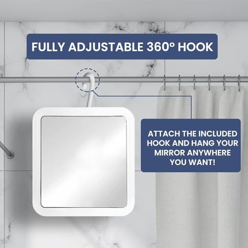 MIRRORVANA Hangable Fogless Shower Mirror for Shaving with 360° Swivel Hook for Hanging - Anti Fog and Shatterproof 6.3" x 6.3" Surface 41R2Fwi96AL. SL500 - MIRRORVANA Hangable Fogless Shower Mirror for Shaving with 360° Swivel Hook for Hanging - Anti Fog and Shatterproof 6.3" x 6.3" Surface