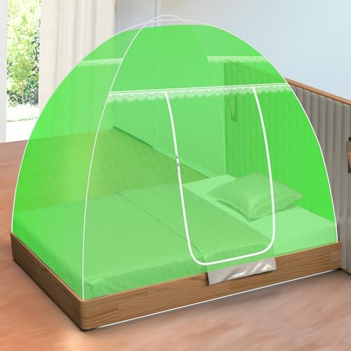 Image of Single Bed Mosquito Net Foldable, Lightweight Polyester 30GSM Strong Foldable Machardani (Green Color, 3feet x 6feet)