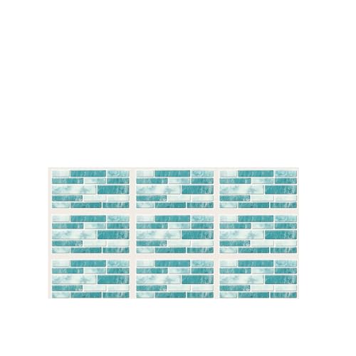 Papel De Parede 1 juego de 9 pegatinas de pared autoadhesivas impermeables con diseño de patrón de mosaico con efecto 3D for decoración del hogar(Green)