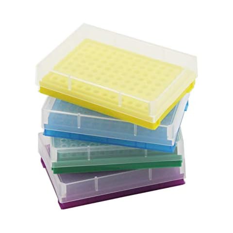 PCR Tube Rack for 0.2ml Micro-Tubes, 8 x 12 Array Pack of 4(Blue/Yellow/Purple/Green) Cover
