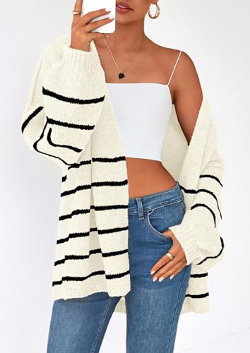 Image of PRETTYGARDEN Womens Oversized Cardigan Sweaters 2026 Fall Long Lantern Sleeve Knit Open Front Lightweight Sweater