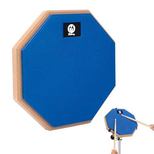 Yesaler Almohadilla de Práctica de Batería de 8 Pulgadas Almohadilla de Tambor Silenciosa con Base de Madera para Bateristas Principiantes Azul