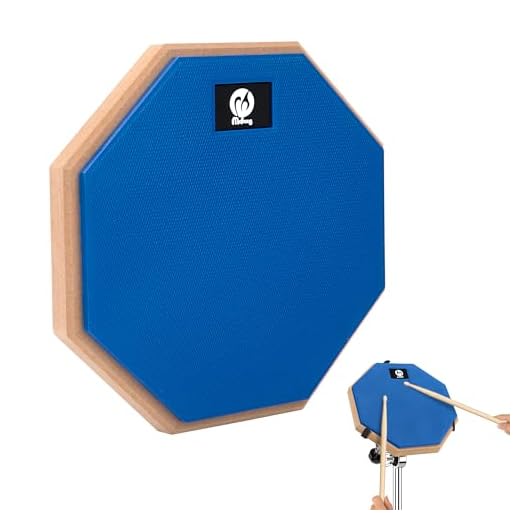 Yesaler Almohadilla de Práctica de Batería de 8 Pulgadas Almohadilla de Tambor Silenciosa con Base de Madera para Bateristas Principiantes Azul