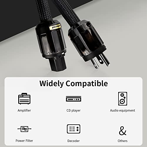Image of Tertullus AC Power Cable HiFi Audiophile Black Power Cord with US Plug+IEC Connector (1m /3.28ft)