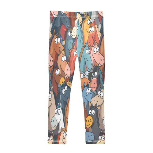Toddler Girls Leggings Printed Yoga Pants Leggings Coloeful Horse Heads for Kids2