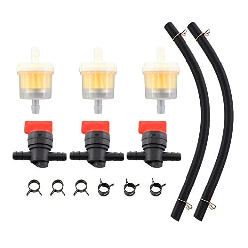MCHNIC Robinets à essence Filtres à carburant de canalisation de 1/4 po Kit de pinces vannes d'arrêt Pour Briggs & Stratton 698183 494768 493960 491860 691035 697947 5091H 5056 5056D 5056K Moteurs